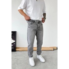 HAFKA Gri Basic Yırtıklı Boyfriend Pantolon