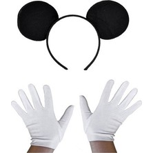 Askımo Siyah Mickey Mouse Tacı ve Beyaz Eldiven Seti