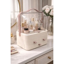 Makri Home Elora Krem Makyaj Organizeri, 35X26X17,5 Cm, 3 Çekmeceli, Şeffaf 90° Iki Kapaklı