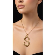 Stainless Steel Büyük Gold S Harf Kolye