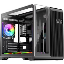 1ST Player RT6 Siyah Digital 4X12CM ARGB Temperli Cam USB 3.0 M-ATX Kasa