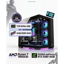 Tekden Bilgisayar Amd Ryzen 7 7800X3D | 16 GB Ddr5 | Rtx 5080 16 GB | 1tb SSD Gamıng Masaüstü Pc