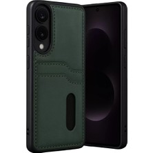 TeknoKapsül Galaxy S25 Edge Sara Kartvizitli Deri Kılıf - Koyu Yeşil