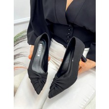 Erva'nın Butiği Siyah Saten (Crossbow) Fiyonk Detay Kadın Stiletto