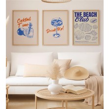 Voba Store 3 Parça Kokteyl Temalı Çerçeve Görünümlü Mdf Tablo Seti-74