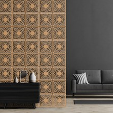 Makta ® Perde Paravan | Lazer Kesim Ahşap Sarkıt Seperatör, 4'lü Panel Levha Seti