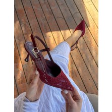 Erva'nın Butiği Bordo Dantelli (Slow) Topuklu Kadın Stiletto