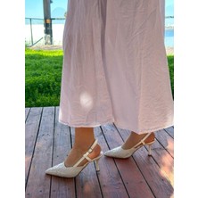 Erva'nın Butiği Krem Dantelli (Slow) Topuklu Kadın Stiletto