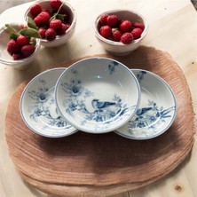 PremiumPort 6'lı Porselen Kuş Desenli 17 cm Çukur Yemek Tabakları Seti