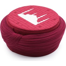 Sarıkhane Cami Sarığı – Bordo Kumaş – Bordo Takke – Düz Sarım – Cami Nakışlı – 7 Metre