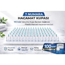 TeknoKapsül 7 Numara Hacamat Kupası 100 Adet Vakumlu Kupa Bardak Dayanıklı Plastik Manuel Hacamat Kabı Seti
