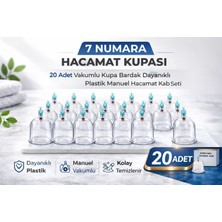 TeknoKapsül 7 Numara Hacamat Kupası 20 Adet Vakumlu Kupa Bardak Dayanıklı Plastik Manuel Hacamat Kabı Seti