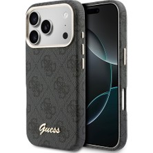 iPhone 17 Pro Max Kılıf Guess Lisanslı M-Safe Özellikli Script Yazı Logolu 4g Desenli Kapak Siyah