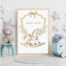 Voba Store Çocuk Odası Kişiselleştirilebilir Isimli At Temalı Çerçeve Görünümlü Mdf Tablo-61