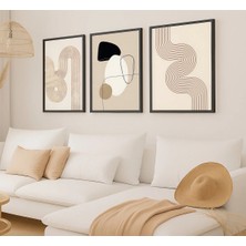 Voba Store 3 Parça Soyut Çerçeve Görünümlü Mdf Tablo Seti -91