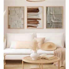 Voba Store Kumaş Detaylı Çerçeve Görünümlü Dekoratif Mdf Tablo SETİ-139