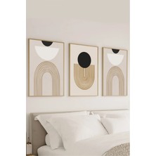 Voba Store Voba 3 Parça Çerçeve Görünümlü Bohem Minimal Mdf Tablo Seti/duvar DEKORU-100