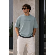 We&Me Oversize Boxy Fit Erkek T-Shirt – Kalın Pamuklu, Green Future Baskılı, Sokak Stili Premium Tişört