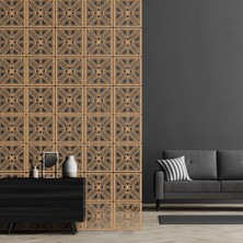 Makta ® Perde Paravan | Lazer Kesim Ahşap Sarkıt Seperatör, 4'lü Panel Levha Seti