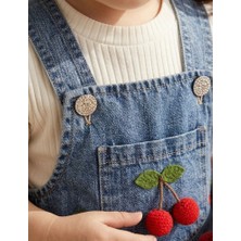 Kiraz Detaylı Kot Jile & Basic Tişört 2’li Kız Bebek Takım