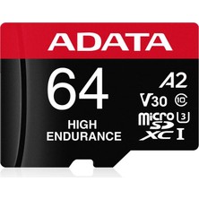 Adata 64 GB High Endurance Microsdxc 4K U3 V30 A2 Hafıza Kartı