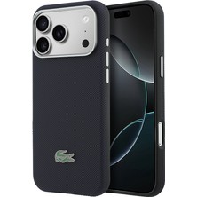 iPhone 17 Pro Max Kılıf Lacoste Lisanslı M-Safe Özellikli Pvc Ikonik Timsah Dokuma Logolu Lacivert