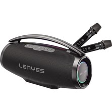 Lenyes Boost x Serisi Rgb Işıklı Çift Mikrofonlu Taşınabilir Bluetooth Hoparlör V5.3 600W Siyah