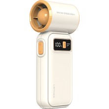 Lenyes LHF20 Dijital LED Göstergeli Yüksek Hızlı Portatif Soğutucu El Fanı Beyaz