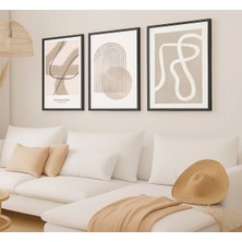 Voba Store 3 Parça Çerçeve Görünümlü Soyut Mdf Tablo Seti 92-1 Siyah