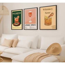 Voba Store 3 Parça Koktey Konseptli Çerçeve Görünümlü Mdf Tablo Seti 97-1 Siyah