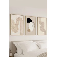 Voba Store 3 Parça Modern Çizgilere Sahip Çerçeve Görünümlü Mdf Tablo Seti -90