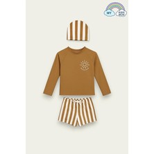 My Kids Wear Boneli Bağcıklı Uzun Kol Güneş Korumalı Erkek Çocuk Mayo