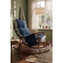 Reyo Venedik Sallanan Sandalye, Tv Koltuğu, Baba Koltuğu, Kitap Okuma Koltuğu Ceviz Ahşap, Petrol Mavisi Krem