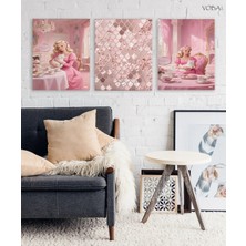 Voba Store 3 Parça Barbie Çocuk Odası Dekoratif Tablo Seti
