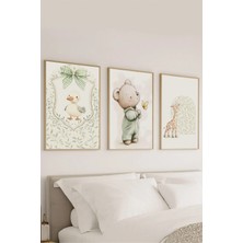 Voba Store 3 Parça Çocuk Odası Için Hayvan Temalı Çerçeve Görünümlü Mdf Tabl0 Seti -69