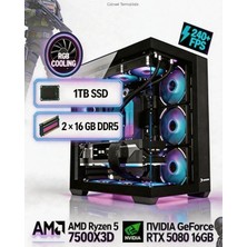 Tekden Bilgisayar Amd Ryzen 5 7500X3D | 2 x 16 GB Ddr5 | Rtx 5080 16 GB | 1 Tb SSD Gamıng Pc