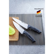 PremiumPort Siyah Saplı Çift Bıçak Seti, 16 cm ve 19 Cm, Şef Kalitesi