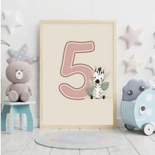 Voba Store Voba- Kız Çocuk 5 Yaş Doğumgünü Için Çerçeve Görünümlü Mdf Tablo -79