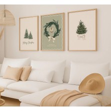 Voba Store 3 Parça Yılbaşı Temalı Çerçeve Görünümlü Mdf Tablo Seti -116