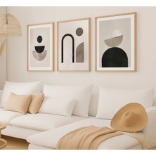 Voba Store 3 Parça Soyut Temalı Çerçeve Görünümlü Mdf Tablo Seti -94