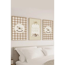 Voba Store Voba Özel Isimli Kişiselleştirilmiş Çerçeve Görünümlü Çocuk Odası Mdf Tablo Seti -144