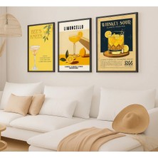 Voba Store 3 Parça Bar Temalı Çerçeve Görünümlü Mdf Tablo Seti 98-Siyah