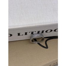 Hedef Bijuteri Gümüş Renk Yuvarlak Zirkon Taşlı Özel Seri Ayarlanabilir Pirinç Yüzük T4/2