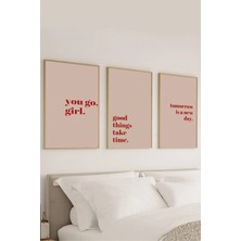 Voba Store 3 Parça Yazı Temalı Çerçeve Görünümlü Mdf Tablo Seti-71