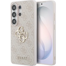 Galaxy S26 Ultra Uyumlu Kılıf Guess Lisanslı Pu Deri Büyük Metal Logo Dizaynlı Kapak Pembe