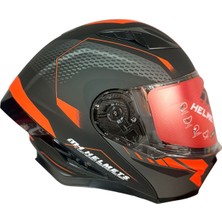 Mh Helmets Kt 928 Mat Siyah Sticker3 Fluo Orange Kask