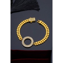 INNUENDO JEWELRY 925 Ayar Gümüş 22 Ayar Altın Kaplama Çeyrekli Bileklik
