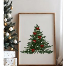 Voba Store Yeniyıl Temalı Çam Ağacı Baskılı Çerçeve Görünümüne Sahip Mdf Tablo -4