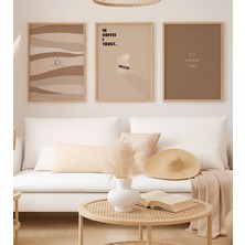 Voba Store 3 Parça Kahve Konseptli Çerçeve Görünümlü Mdf Tablo Seti -80-1
