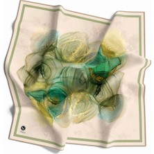 Violla Twill Helezon Batik Desenli Haki Renkli 90X90 Eşarp (Ipek Içermez) Dikim Şekli : El Dikişi